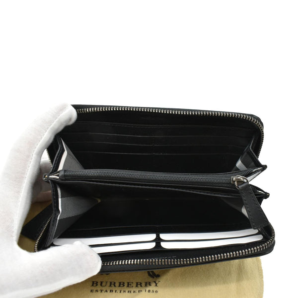 BURBERRY Studded Leather Zip Around Wallet Black