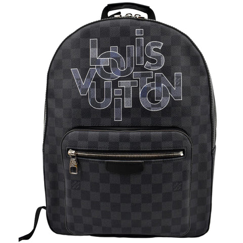 LOUIS VUITTON Josh Interlinked Logo Damier Graphite Backpack Black