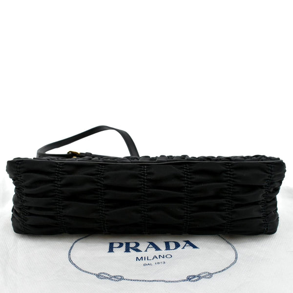 Prada Tessuto Gaufre Nylon Shoulder Bag in Black Color - Bottom