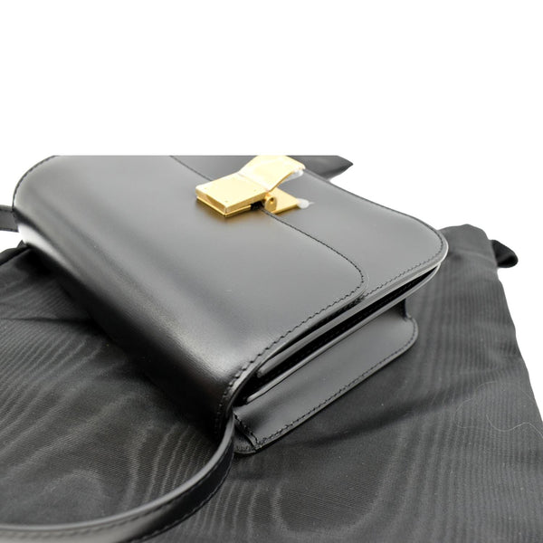 Celine Classic Box Calfskin Leather Crossbody Bag Black - Top Left