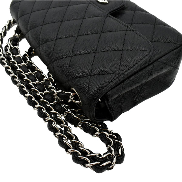 CHANEL Mini CC Flap Leather Shoulder Bag Black