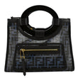 FENDI Runaway Shopper Small TPU FF Leather Tote Bag Black