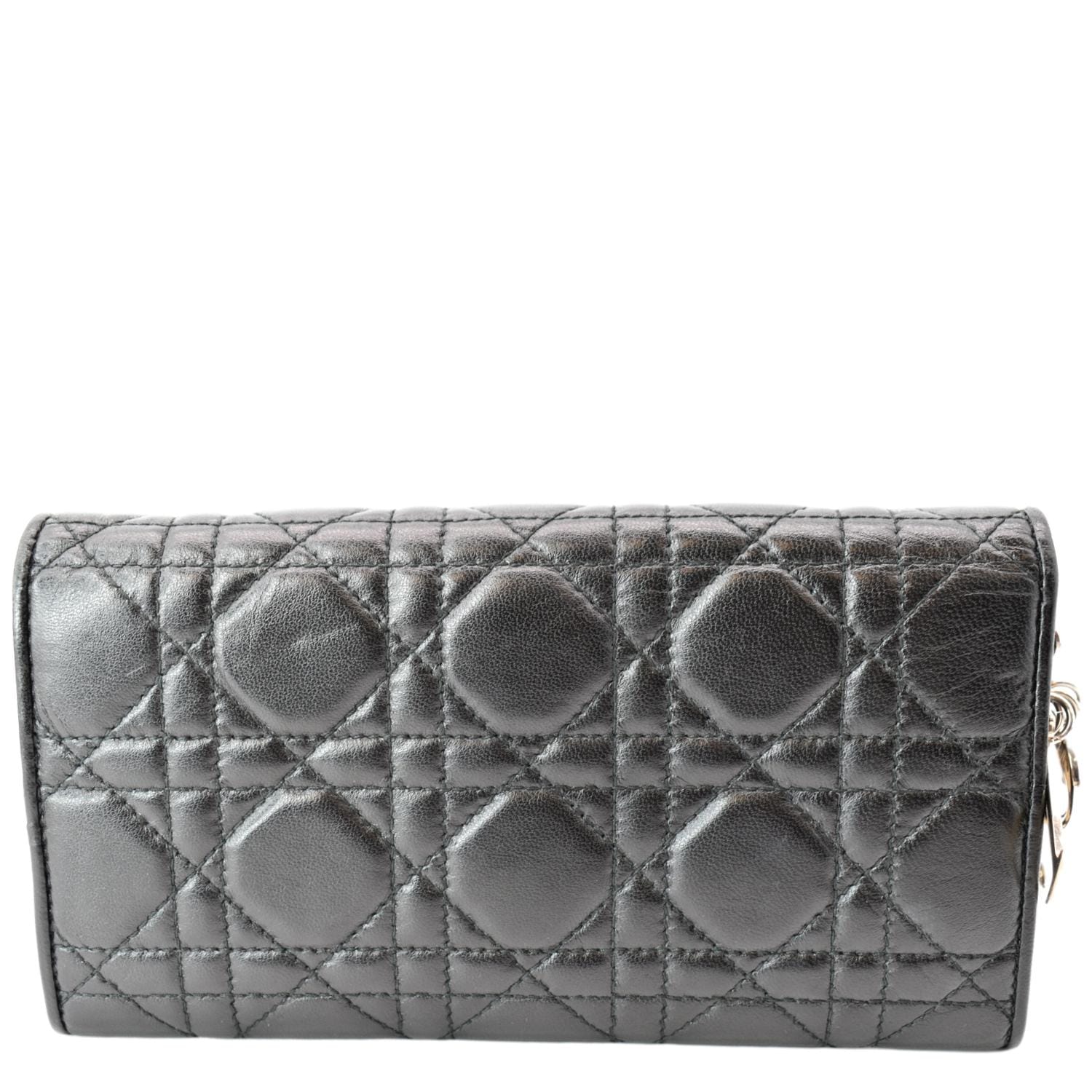 Lady dior leather wallet Dior Grey in Leather - 22361497