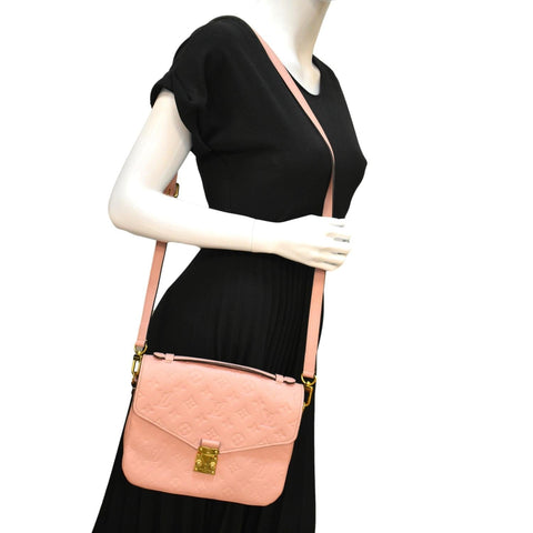 LOUIS VUITTON Metis Pochette Empreinte Leather Crossbody Bag Pink