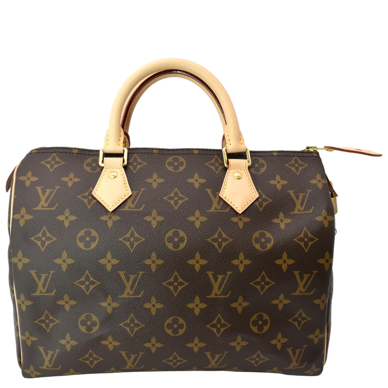 LOUIS VUITTON Speedy 30 Monogram Canvas Satchel Bag Brown