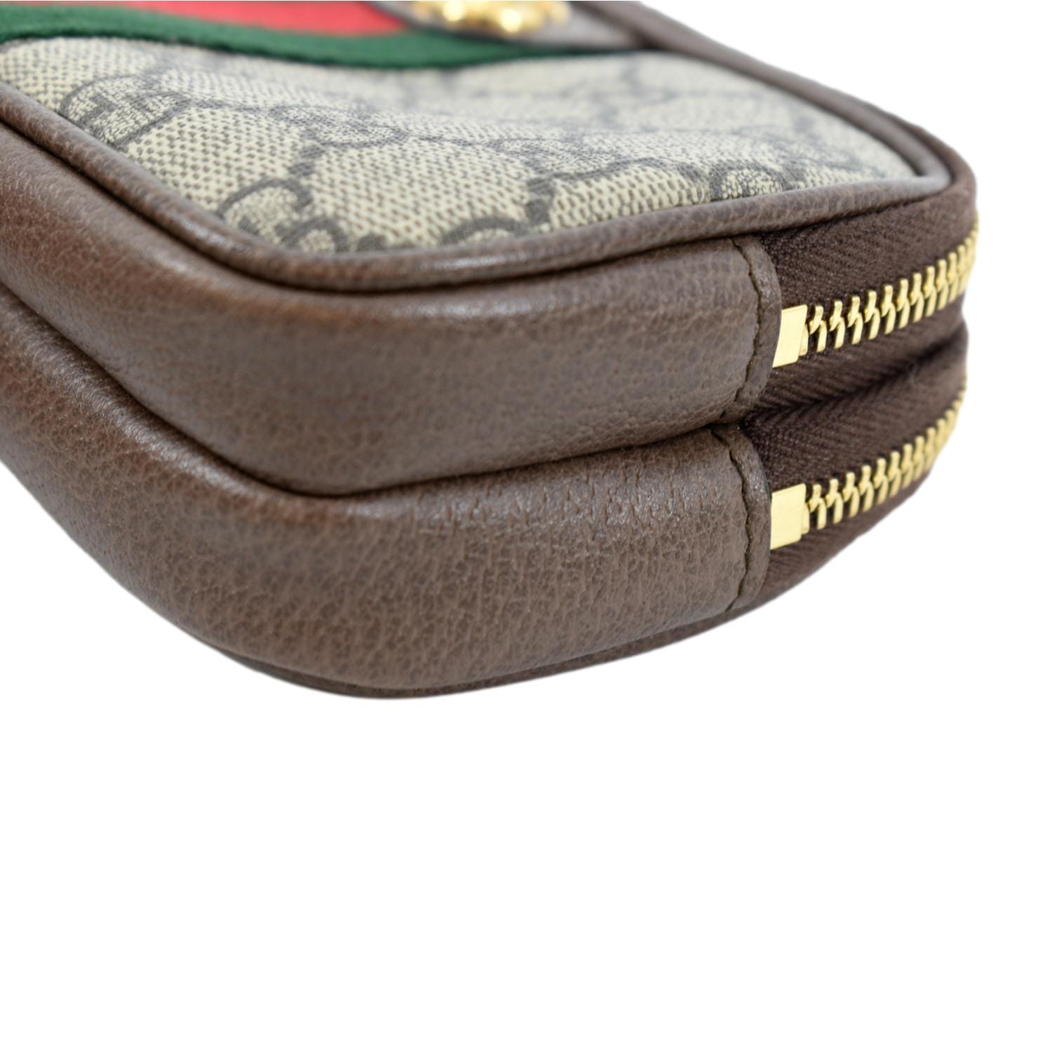 GUCCI Ophidia GG Supreme Monogram Phone Case Wristlet Beige 598654