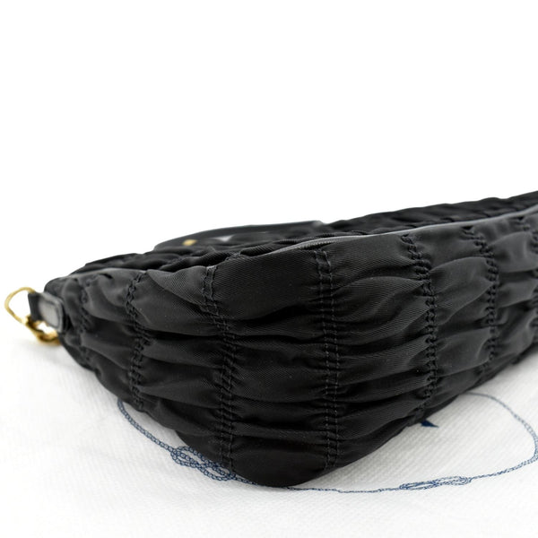 Prada Tessuto Gaufre Nylon Shoulder Bag in Black Color - Bottom Left