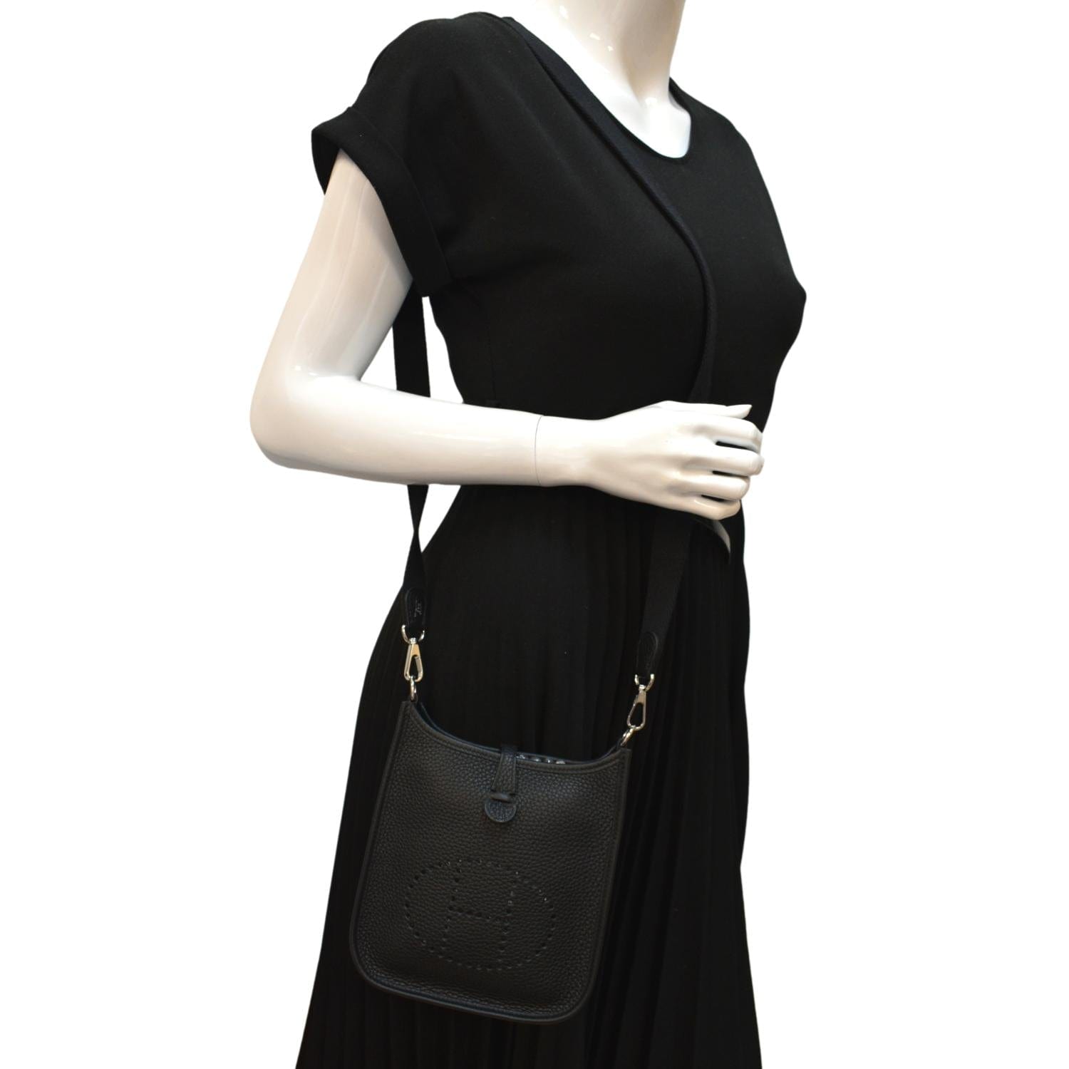 Hermes Evelyn 1 Shoulder Bag Ladies Noir Black Vaux-Epson □F
