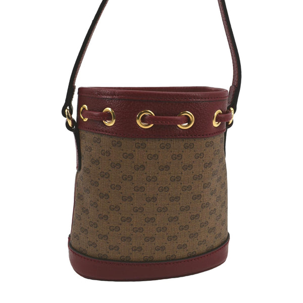 Vintage GUCCI GG Monogram Brown Beige Drawstring Bucket Bag