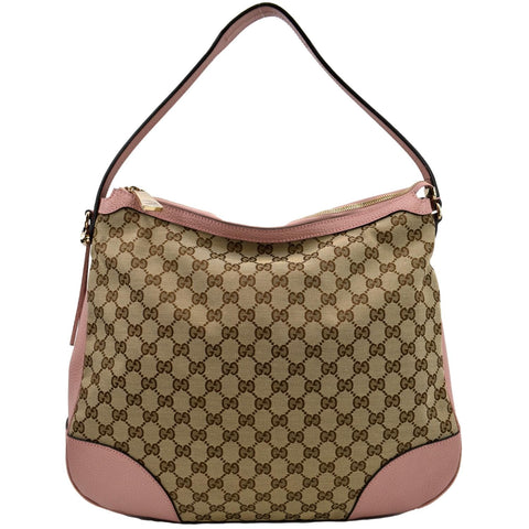 GUCCI Large Bree GG Canvas Hobo Bag Pink 449244