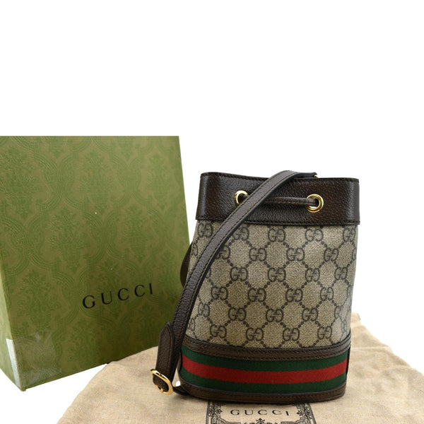 GUCCI Ophidia Small GG Canvas Bucket Bag Beige 550620