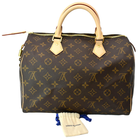 LOUIS VUITTON Speedy 30 Monogram Canvas Satchel Bag Brown