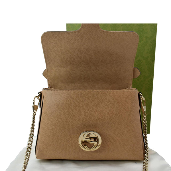 GUCCI GG Interlocking Leather Chain Shoulder Bag Brown 510302