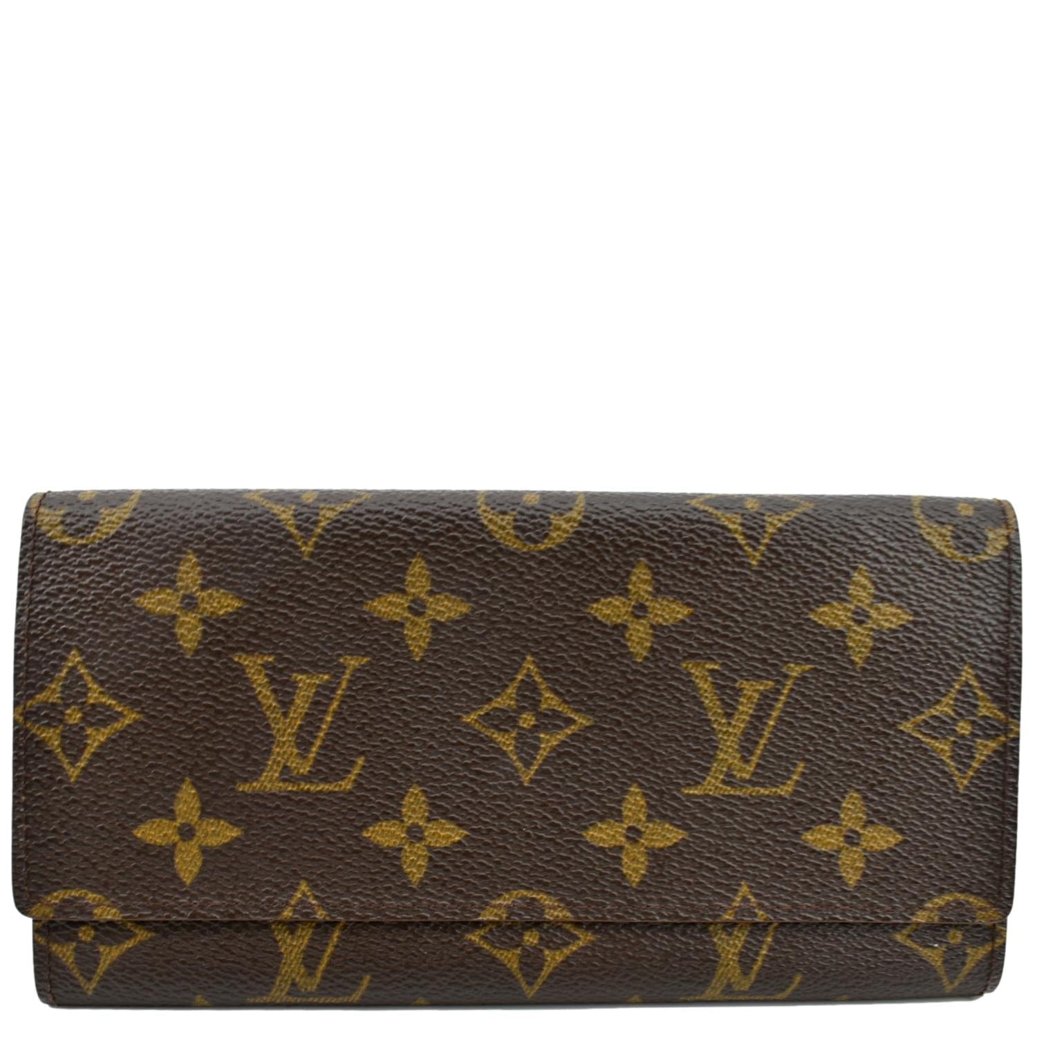 Louis Vuitton Fold Over Monogram Canvas Wallet in Brown - Front 