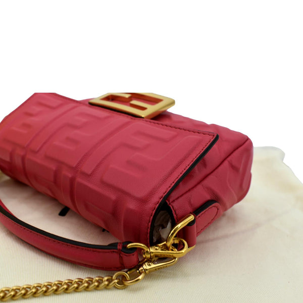 FENDI Baguette Nappa Leather Crossbody Bag Red