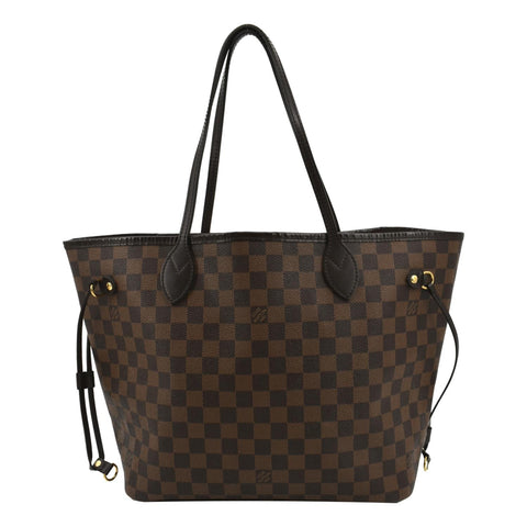 LOUIS VUITTON Neverfull MM Damier Ebene Tote Bag Brown