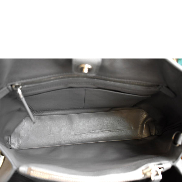 PRADA Cuir Open Promenade Saffiano LeatherTop Handle Tote Bag Grey