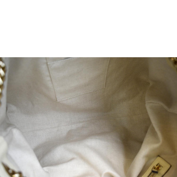 Gucci Medium Soho Chain Leather Tote Shoulder Bag Ivory - Inside