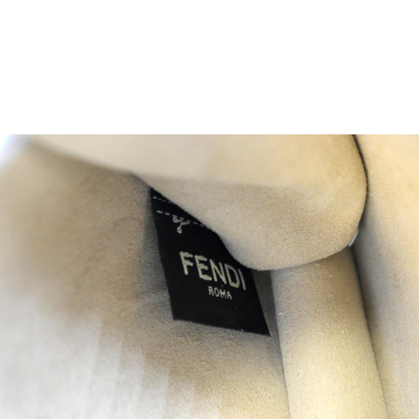 FENDI Kan I FF Logo Embossed Leather Crossbody Bag Brown