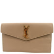 YVES SAINT LAURENT Uptown Envelope Grain De Poudre Leather Clutch Beige