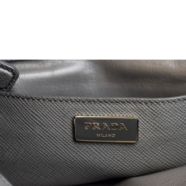 PRADA Cuir Open Promenade Saffiano LeatherTop Handle Tote Bag Grey