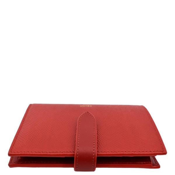 Celine Medium Strap Grained Calfskin Leather Wallet Red - Top