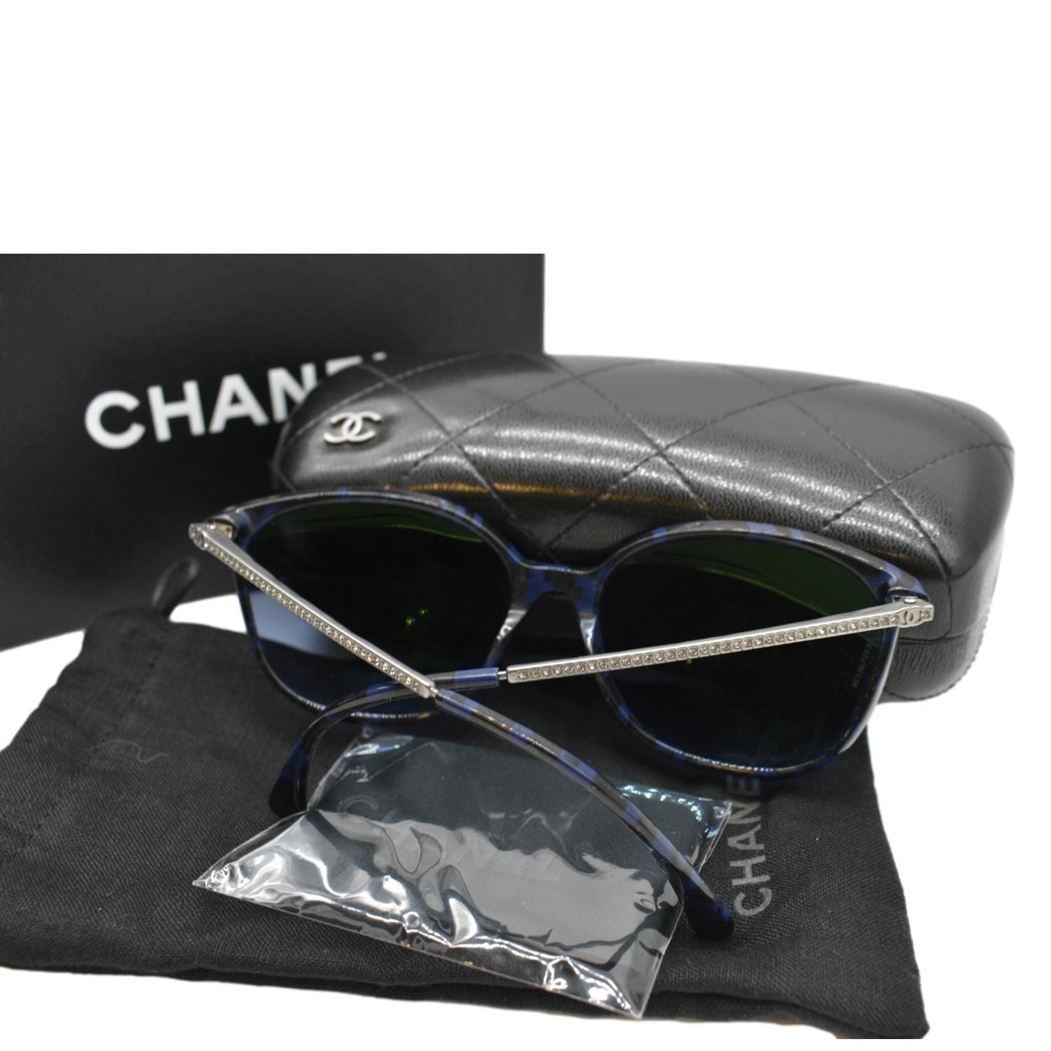 5291 CHANEL 5291-B-A c.1487/S2 Blue Silver Crystals Sunglasses Blue Lens