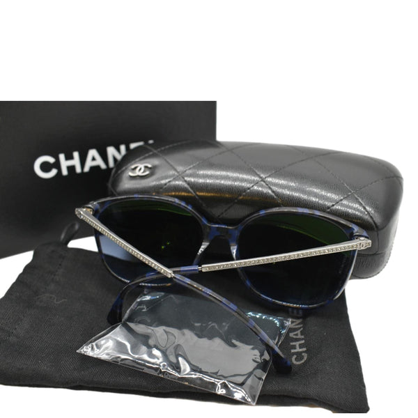 CHANEL 5291-B-A c.1487/S2 Blue Silver Crystals Sunglasses Blue Lens