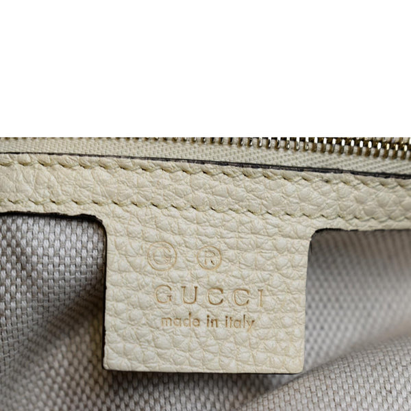 GUCCI Women Soho Medium Chain Leather Tote Shoulder Bag Ivory 536196