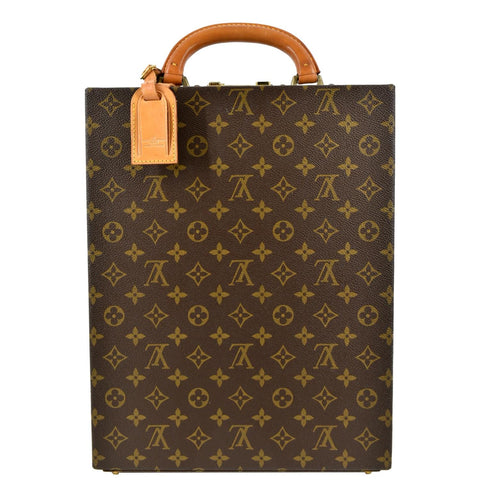 LOUIS VUITTON Attache Case Vertical Monogram Canvas Briefcase Brown