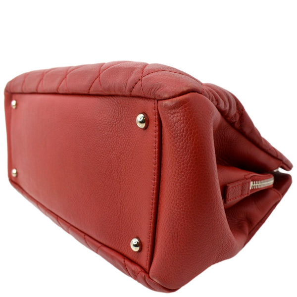 CHANEL Timeless CC Soft Quilted Caviar Leather Shopping Tote Bag Red