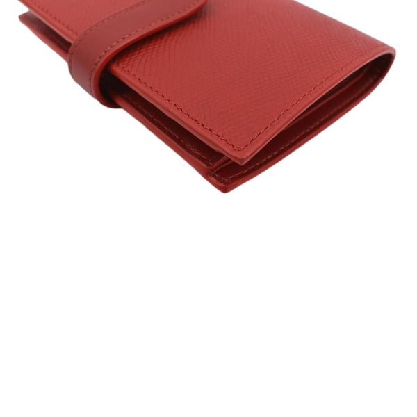 Celine Medium Strap Grained Calfskin Leather Wallet Red - Right Side