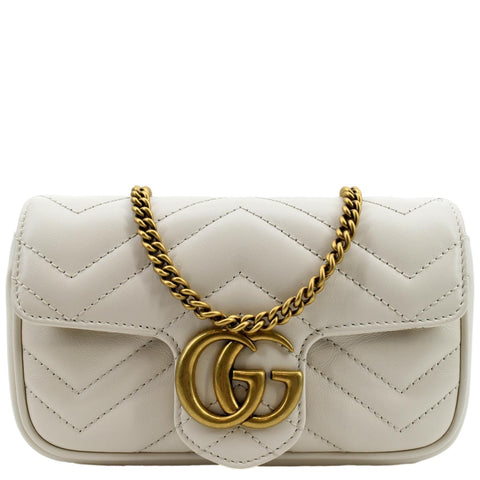 GUCCI GG Marmont Super Mini Matelasse Leather Shoulder Bag White 476433