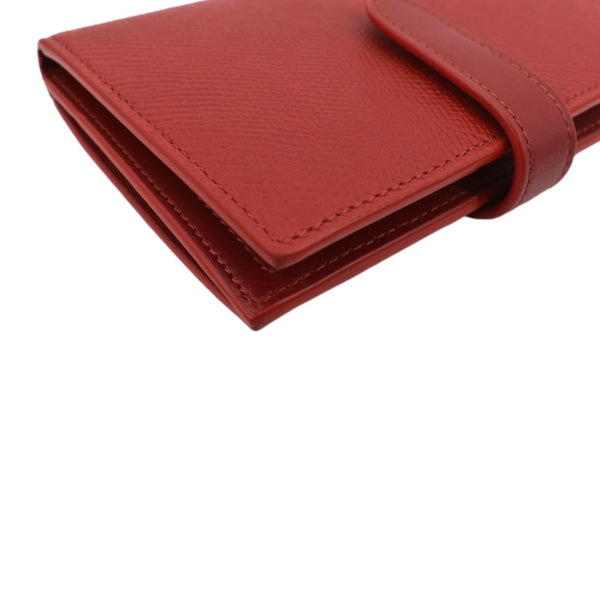 Celine Medium Strap Grained Calfskin Leather Wallet Red - Left Side