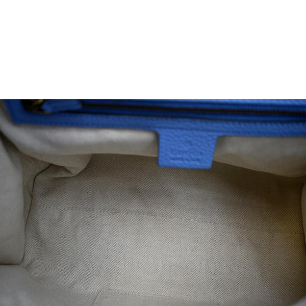 Gucci GG Marmont Leather Top Handle Shoulder Bag Blue - Inside