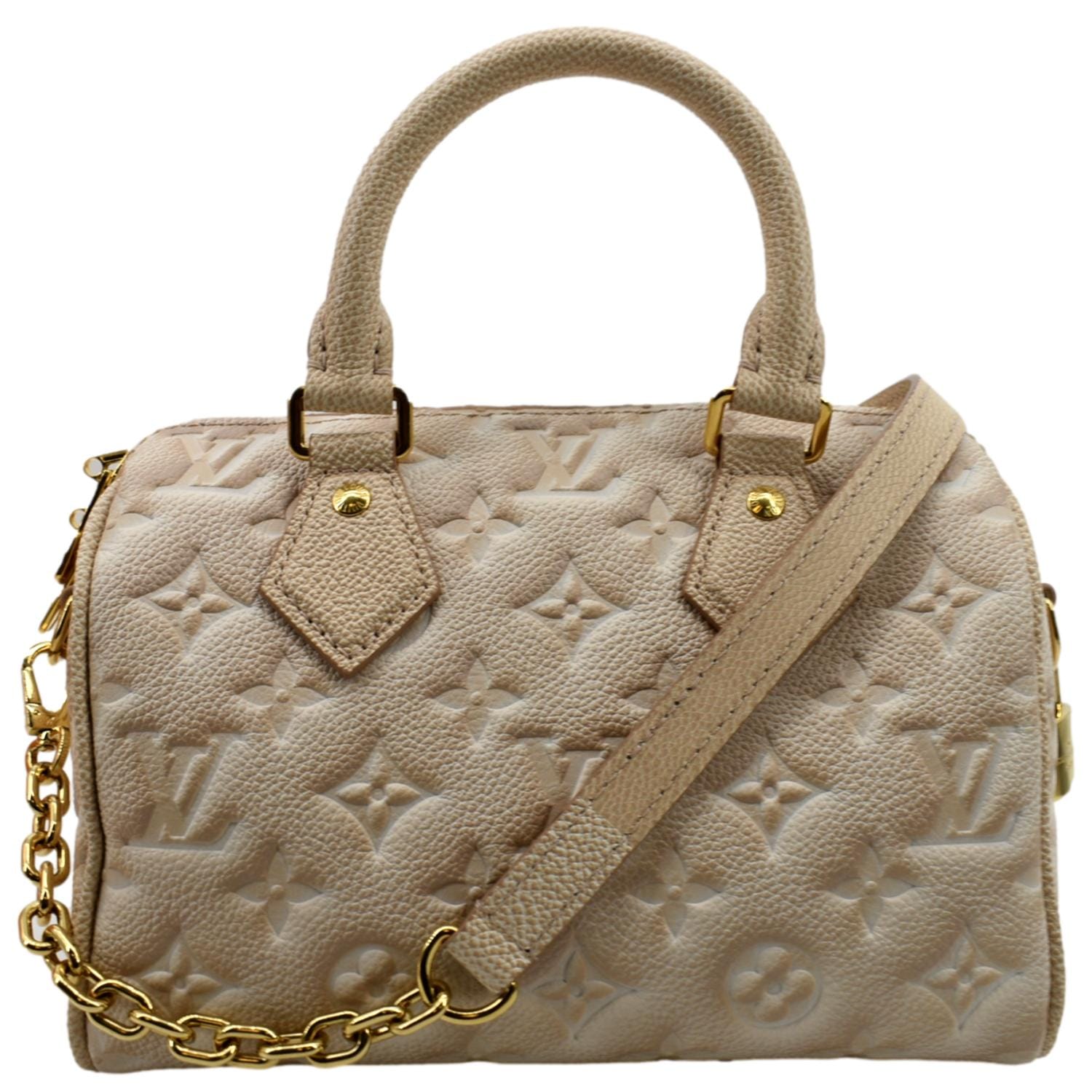 LOUIS VUITTON Speedy 20 Stardust Monogram Embossed Shoulder Bag Beige