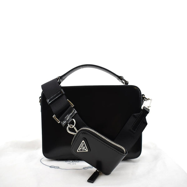 Prada Brique Patent Leather Crossbody Bag Black - Back
