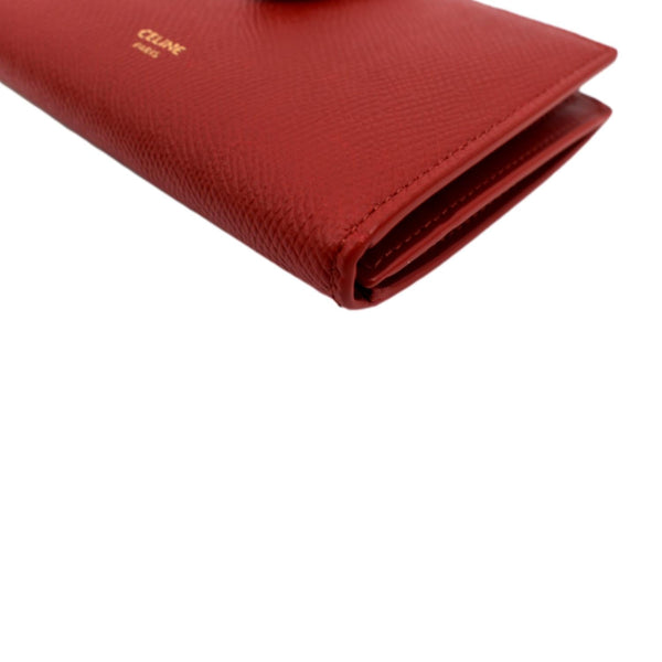 Celine Medium Strap Grained Calfskin Leather Wallet Red - Bottom Right