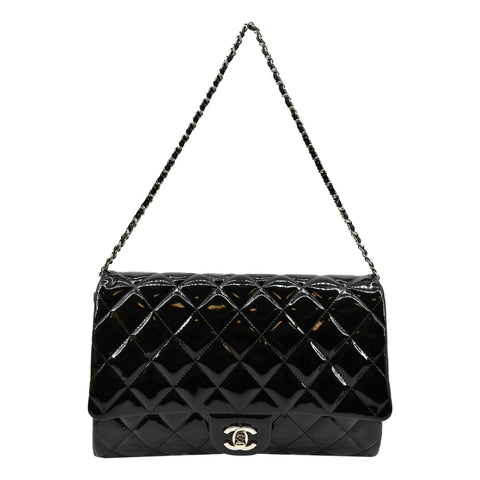 CHANEL Timeless Classic Flap Patent Leather Shoulder Bag Black 17867021