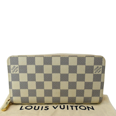 LOUIS VUITTON Zip Around Damier Azur Wallet White