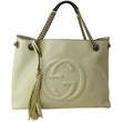 GUCCI Women Soho Medium Chain Leather Tote Shoulder Bag Ivory 536196