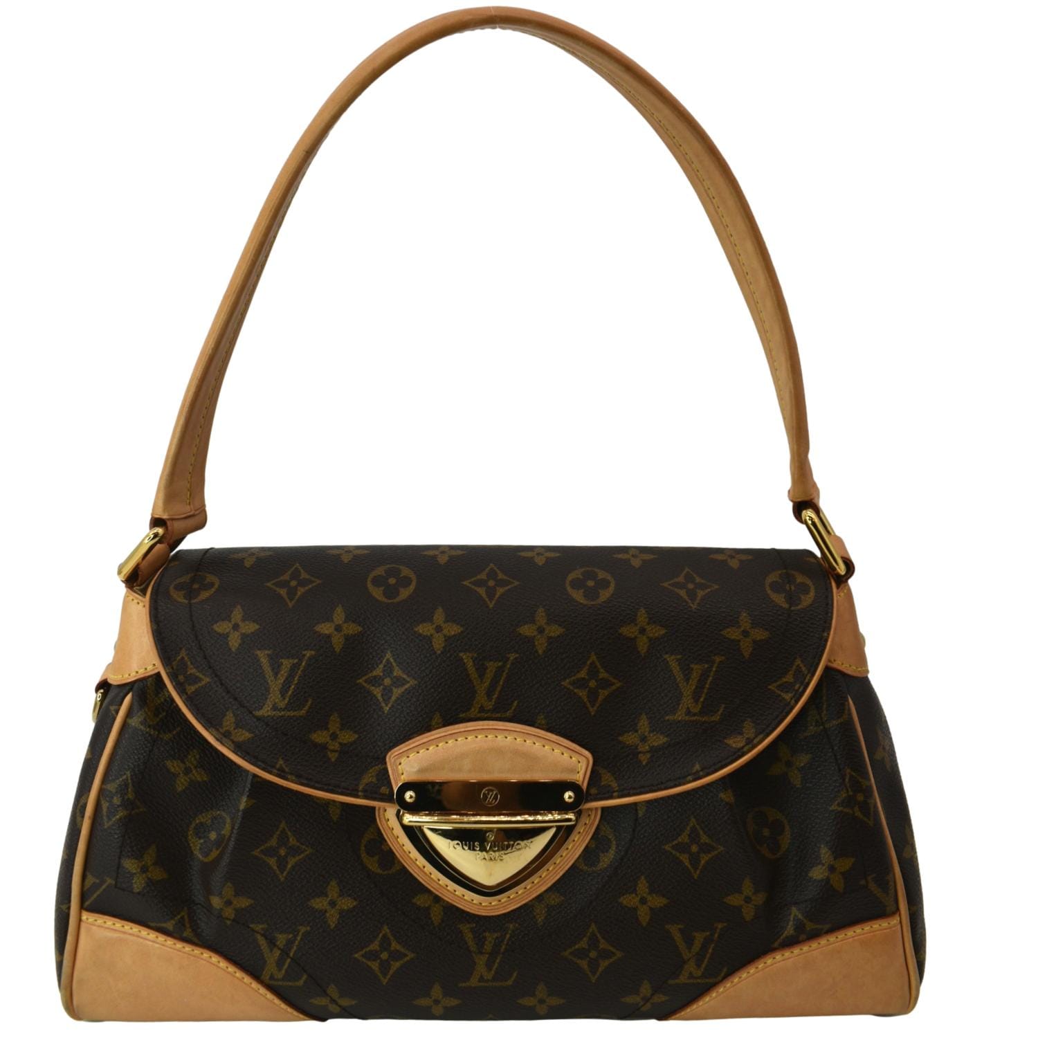LOUIS VUITTON Beverly MM Monogram Canvas Satchel Bag Brown
