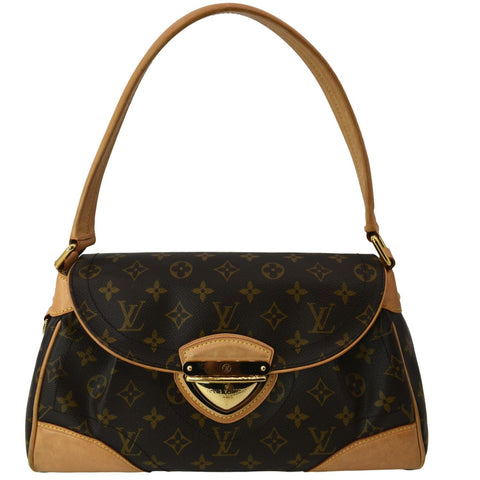 LOUIS VUITTON Beverly MM Monogram Canvas Satchel Bag Brown