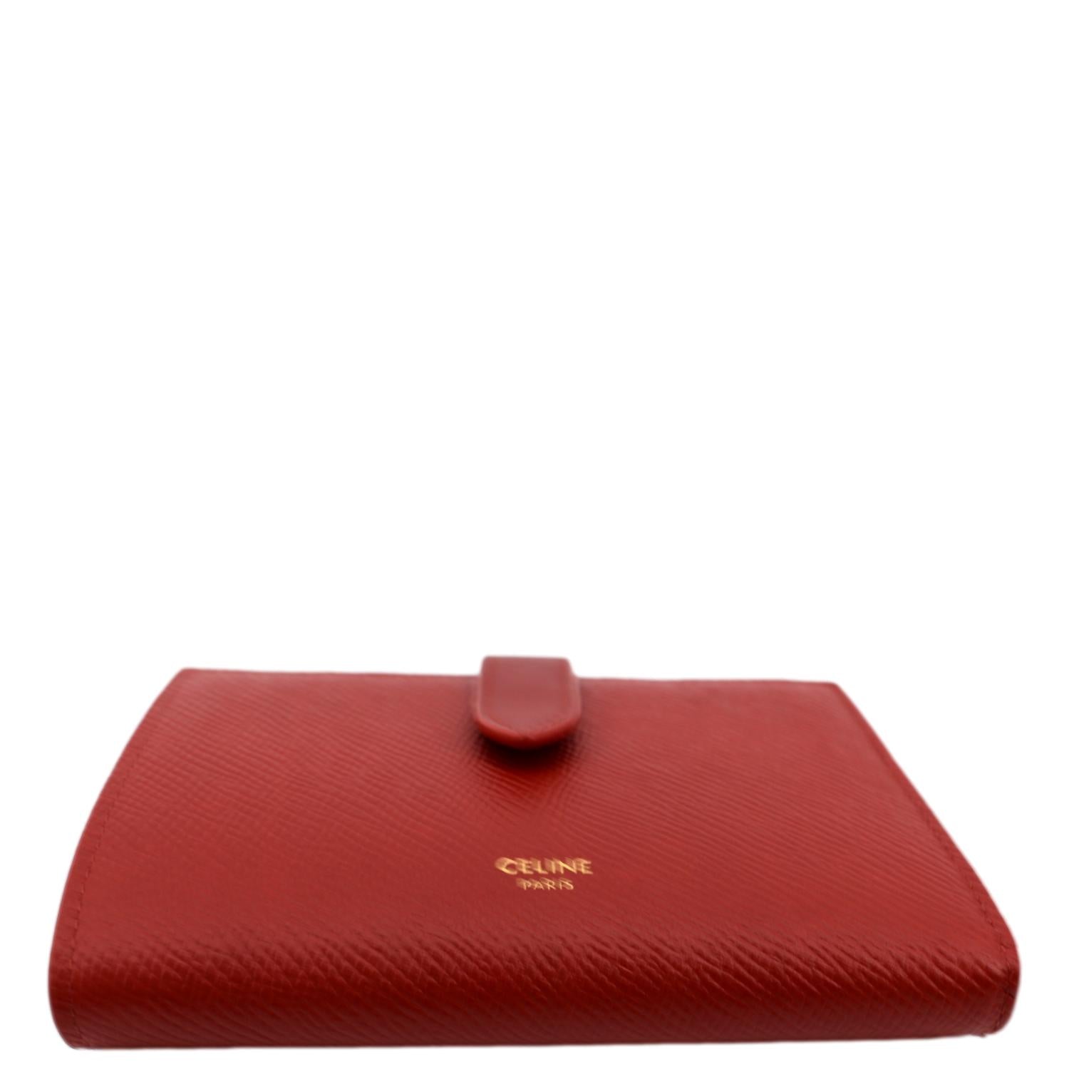Céline Celine Grained Calfskin Leather Large Bicolour Strap Wallet In  Powder / Red Cream ref.939219 - Joli Closet