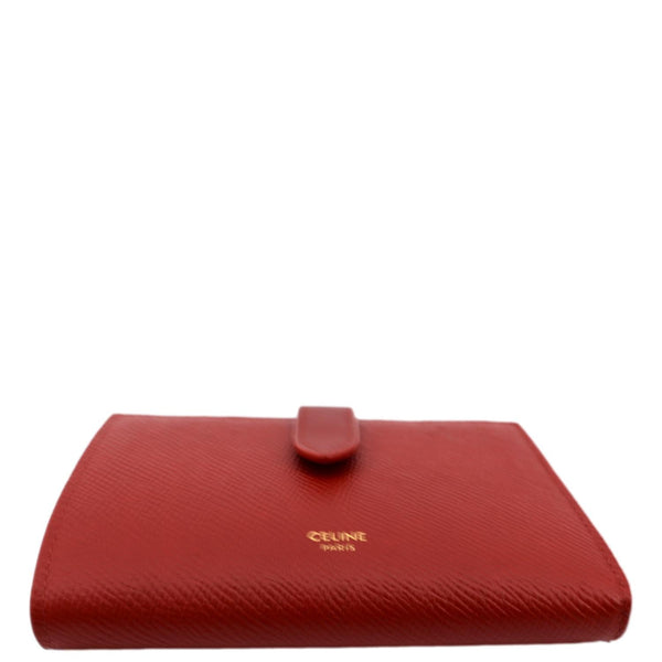 Celine Medium Strap Grained Calfskin Leather Wallet Red - Bottom