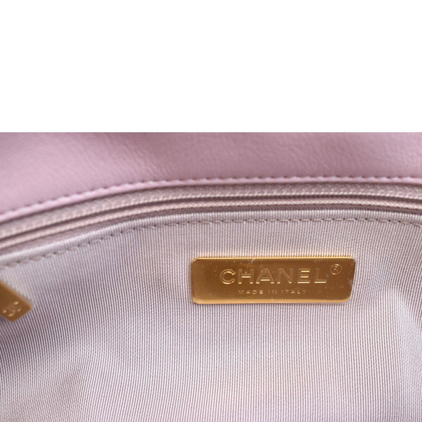 CHANEL 19 Medium Flap Quilted Lambskin Leather Shoulder Bag Pink