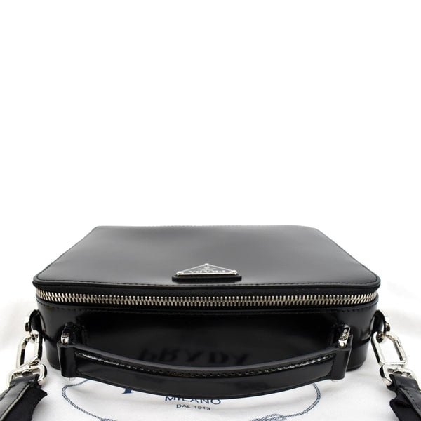 Prada Brique Patent Leather Crossbody Bag Black - Top