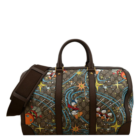 GUCCI Disney x Donald Duck GG Supreme Canvas Duffle Shoulder Bag Beige 648085