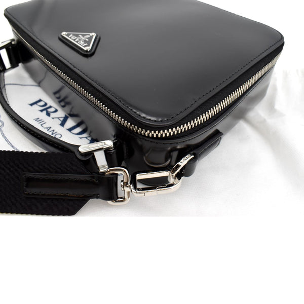Prada Brique Patent Leather Crossbody Bag Black - Top Right