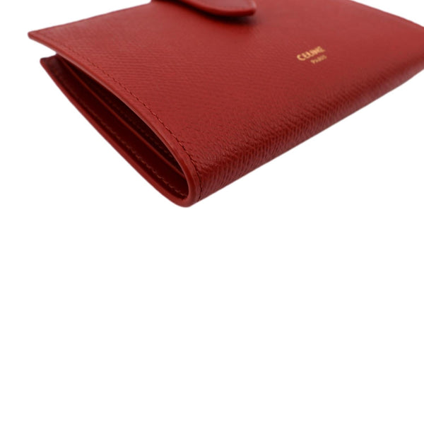 Celine Medium Strap Grained Calfskin Leather Wallet Red - Bottom Left